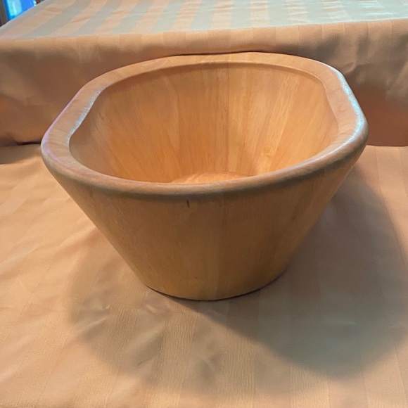 Vintage 90’s Natural Wood Serving Bowl Artisan Made - Picture 8 of 10